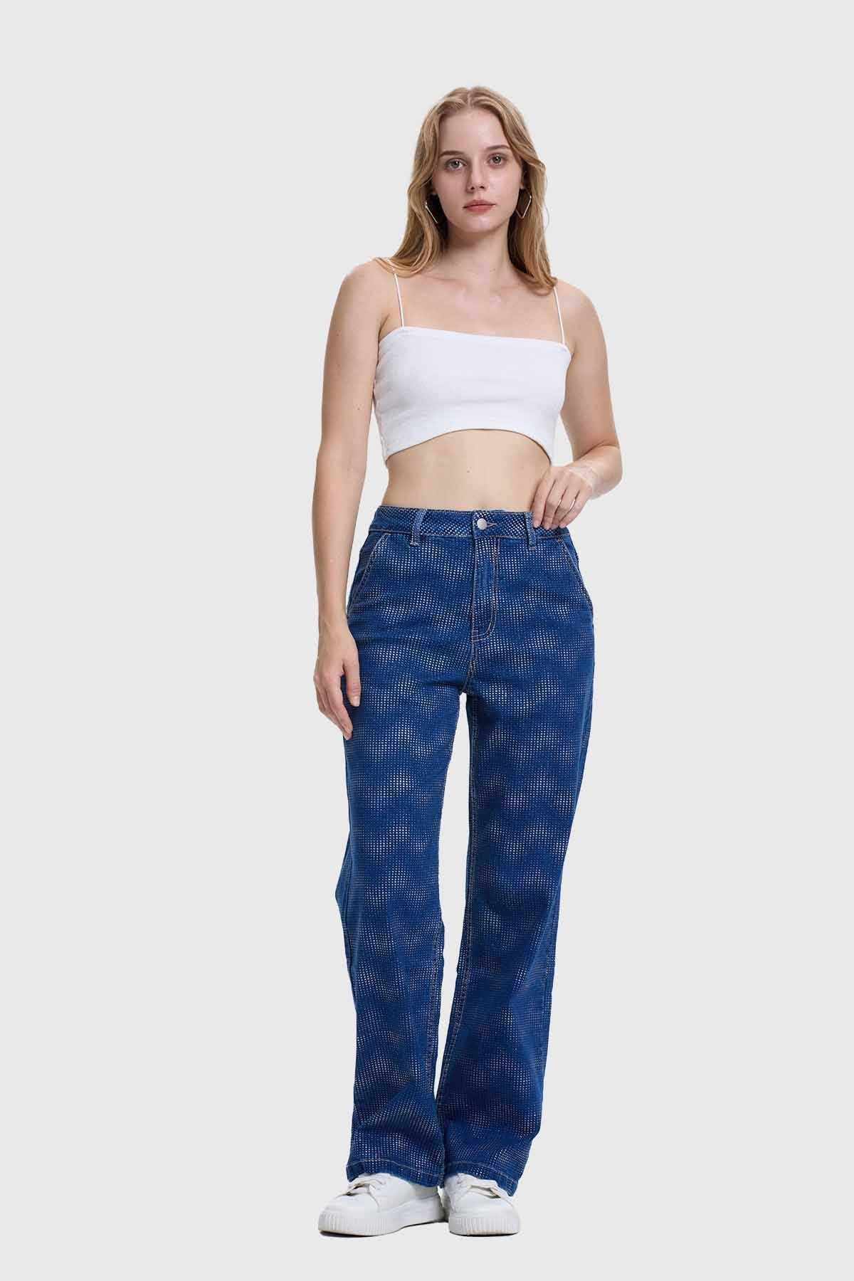 Jeans Mujer Recto Azul