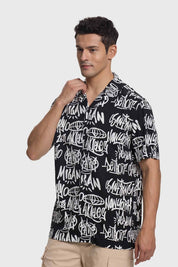 Camisa Hombre Print Graffiti Negro