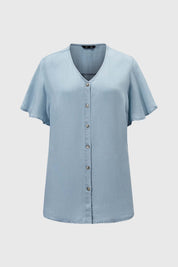 Blusa Mujer Tencel Abotonado Azul