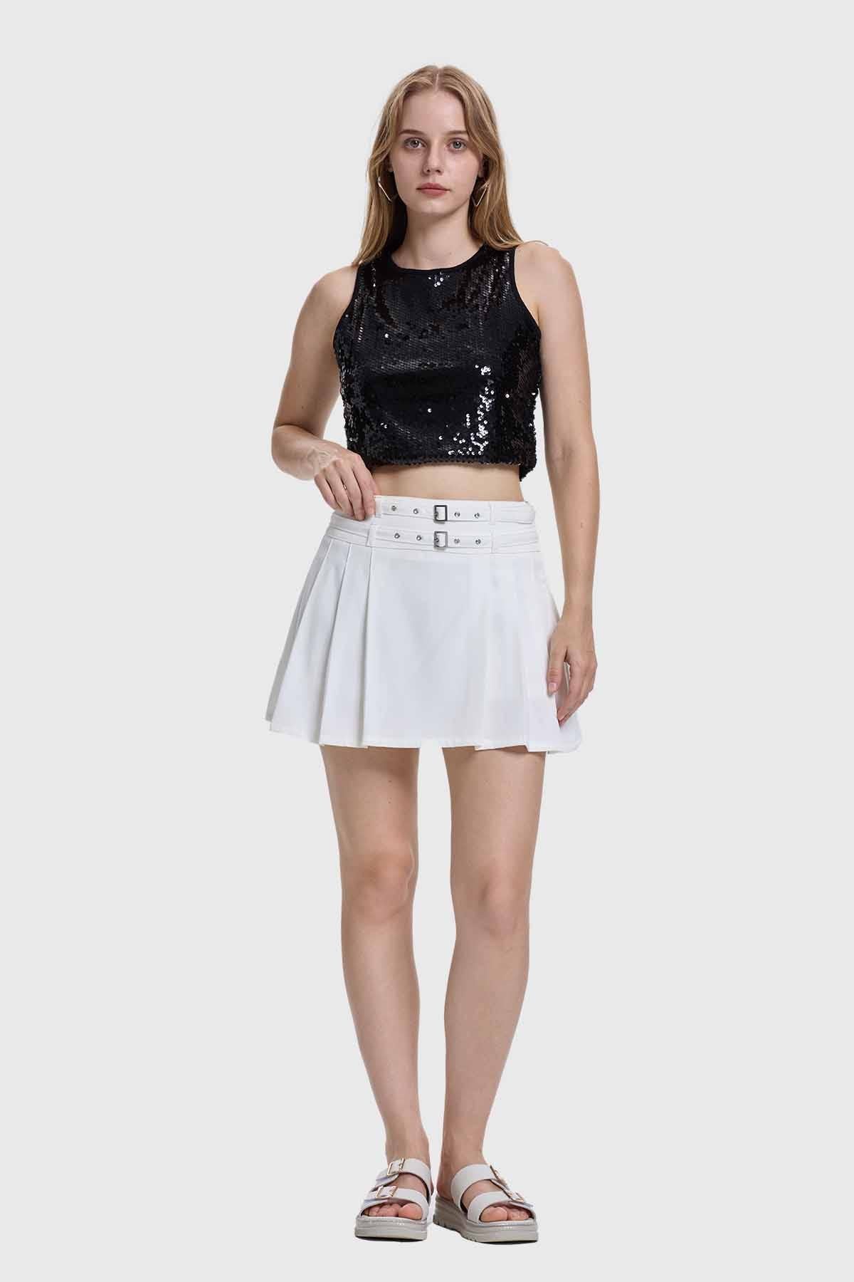 Falda Mujer Sastrera Cinturón Crudo