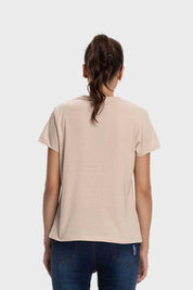 Polera Mujer Básica Print Beige