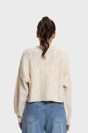 Sweater Mujer Cuello V Abierto Crudo