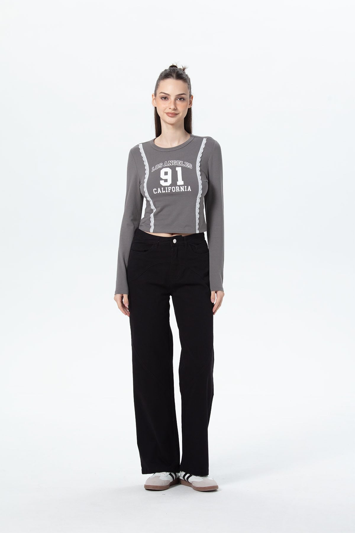 Polera Mujer Print Central Gris