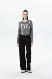 Polera Mujer Print Central Gris