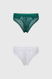 Calzón Mujer Bikini Bipack Detalle Pretina Verde