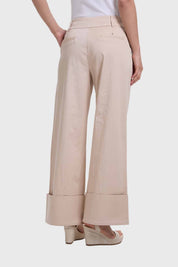 Pantalón Mujer Sastrero Basta Ancha Beige