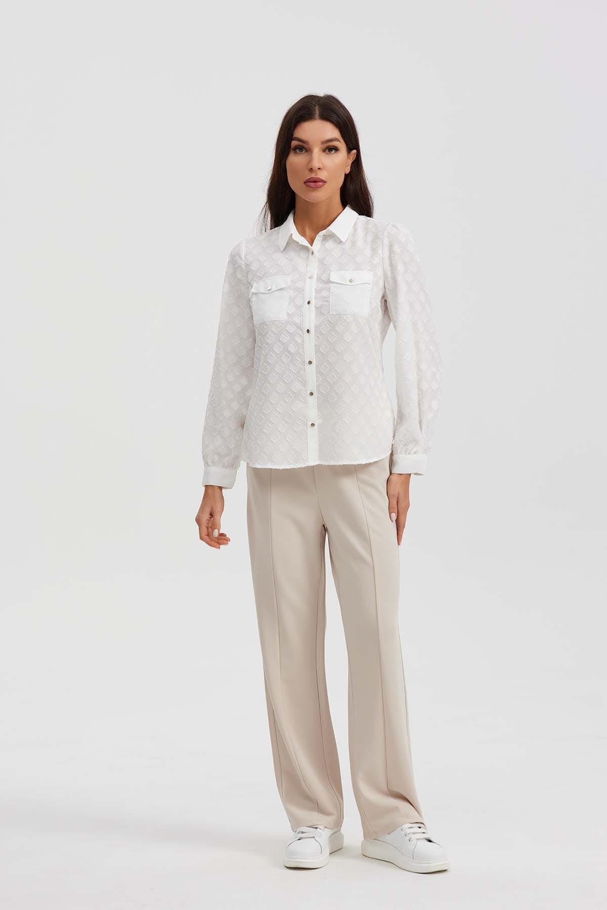 Blusa Mujer Abotónada Crudo