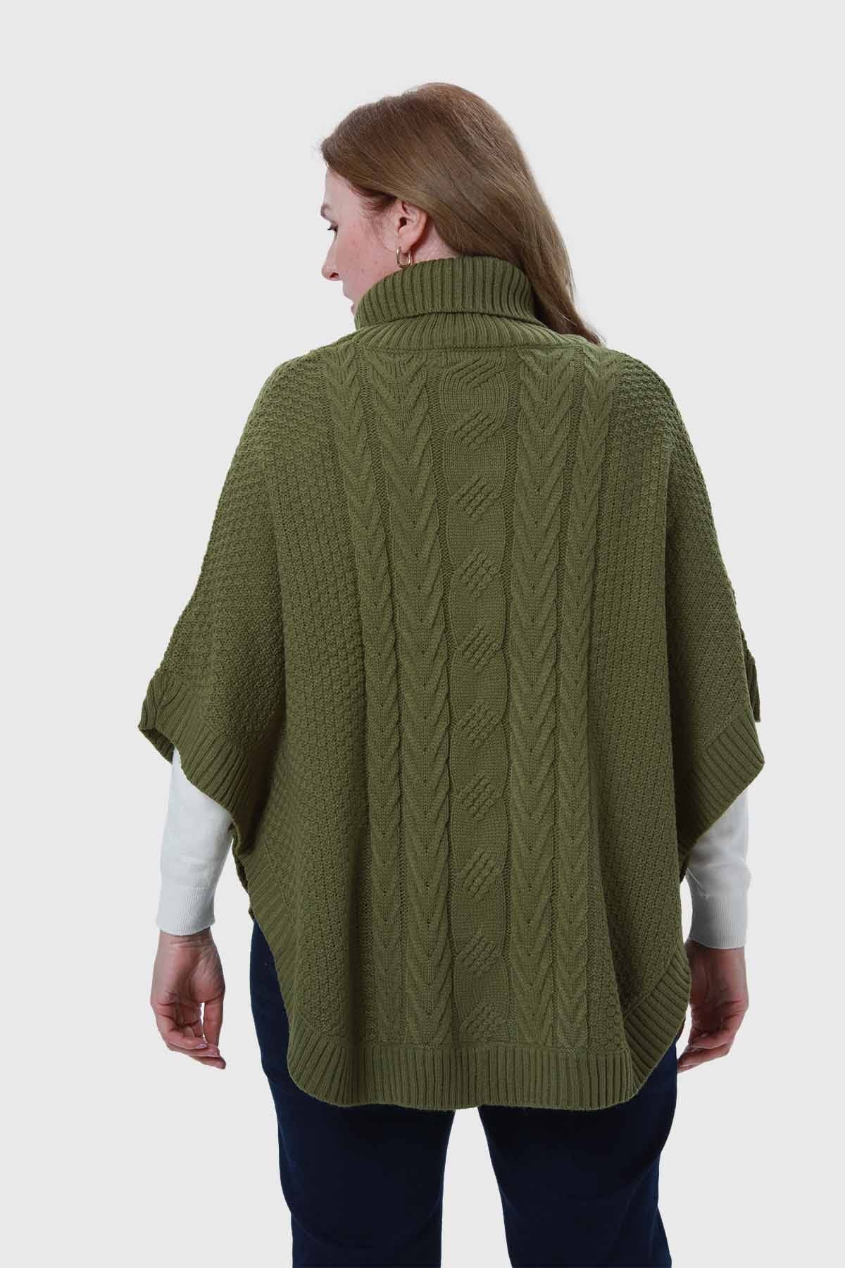 Sweater Mujer Poncho Verde