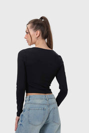 Polera Mujer Escote Cuadrado Negro