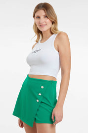Polera Mujer Top Bordado Blanco