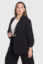 Blazer Mujer Manga Recogida Negro