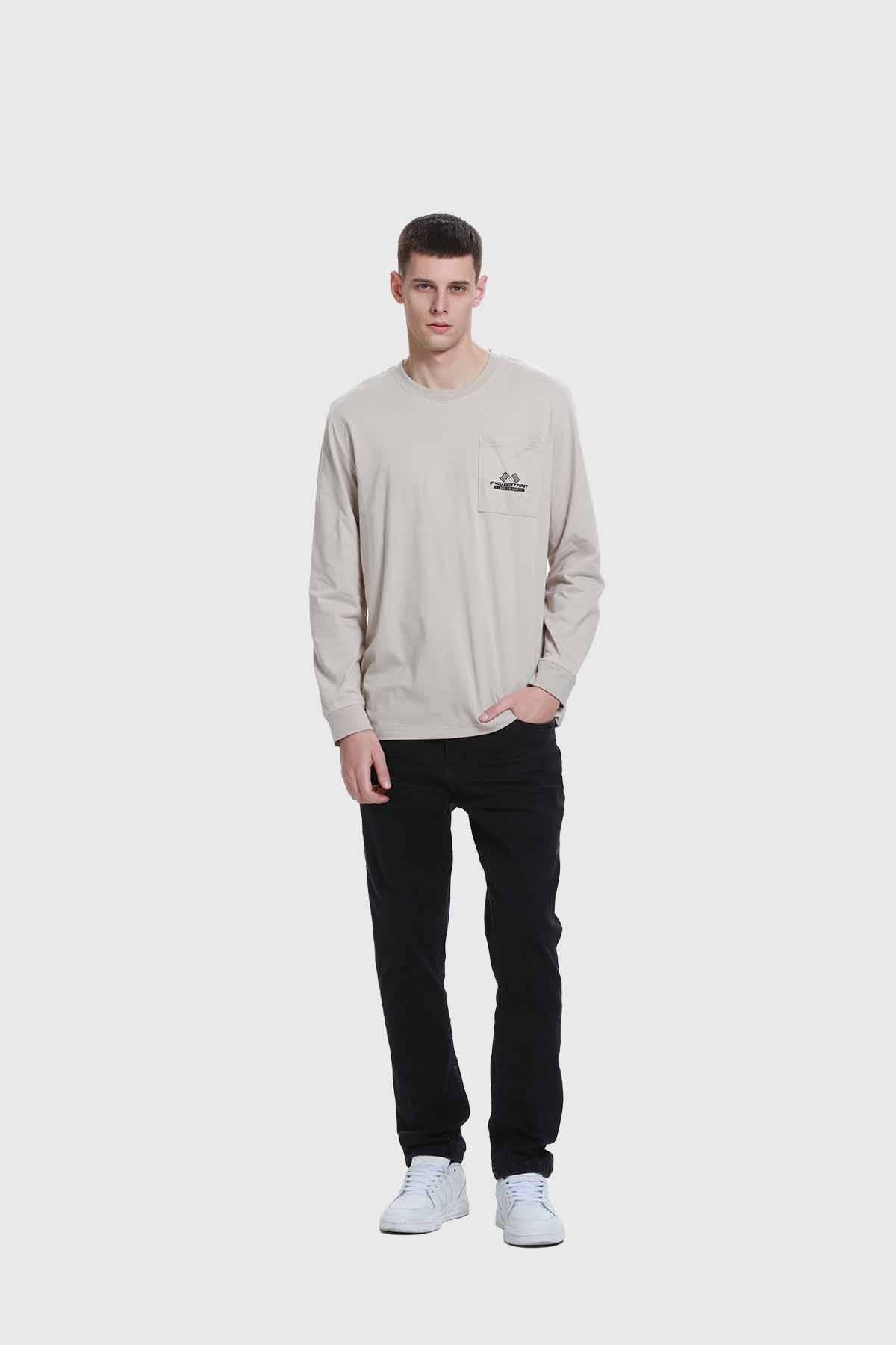 Polera Hombre Con Bolsillo Beige