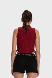 Polera Mujer Amarras Costados Burdeo