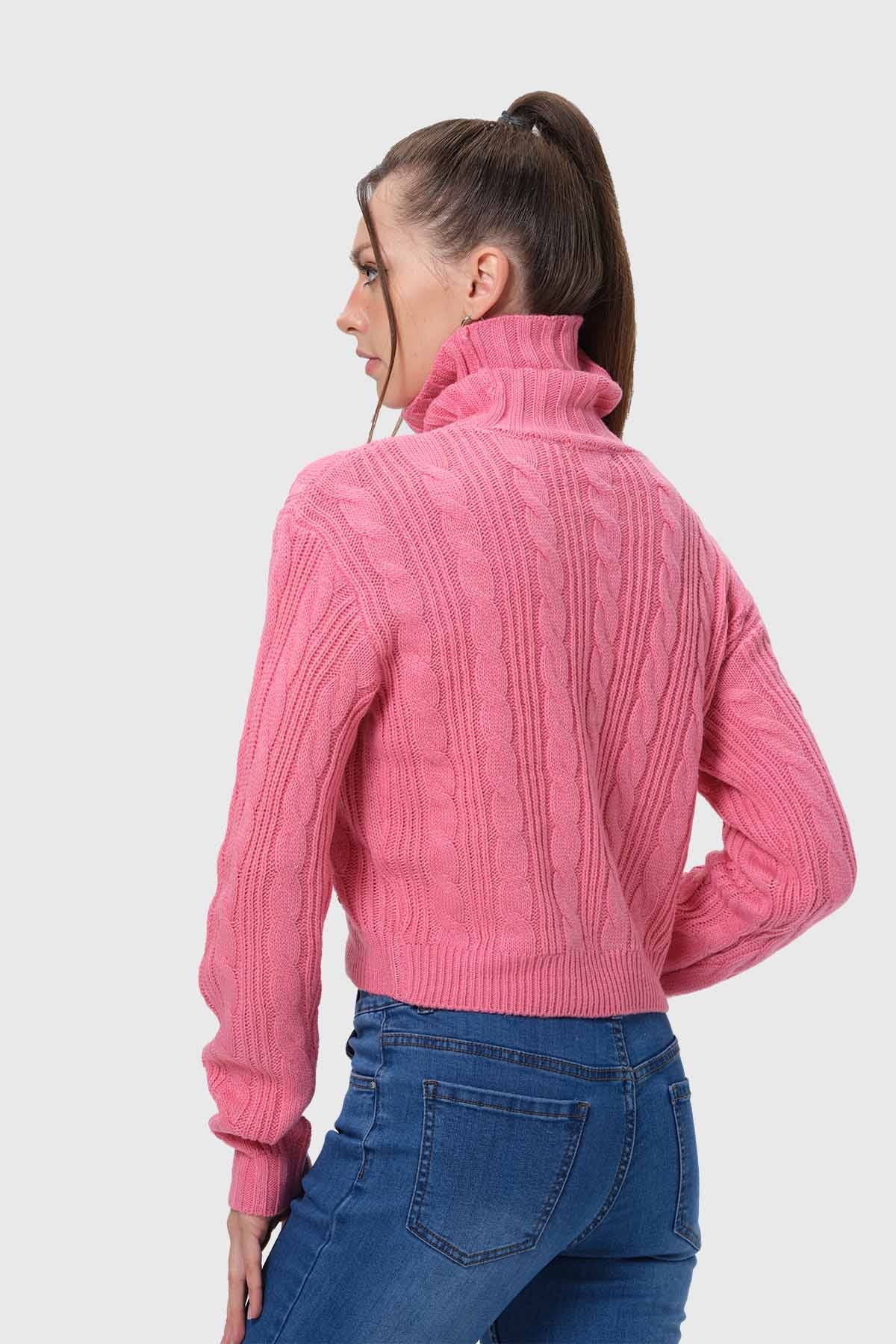 Sweater Mujer Trenzado Rosado