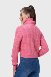 Sweater Mujer Trenzado Rosado