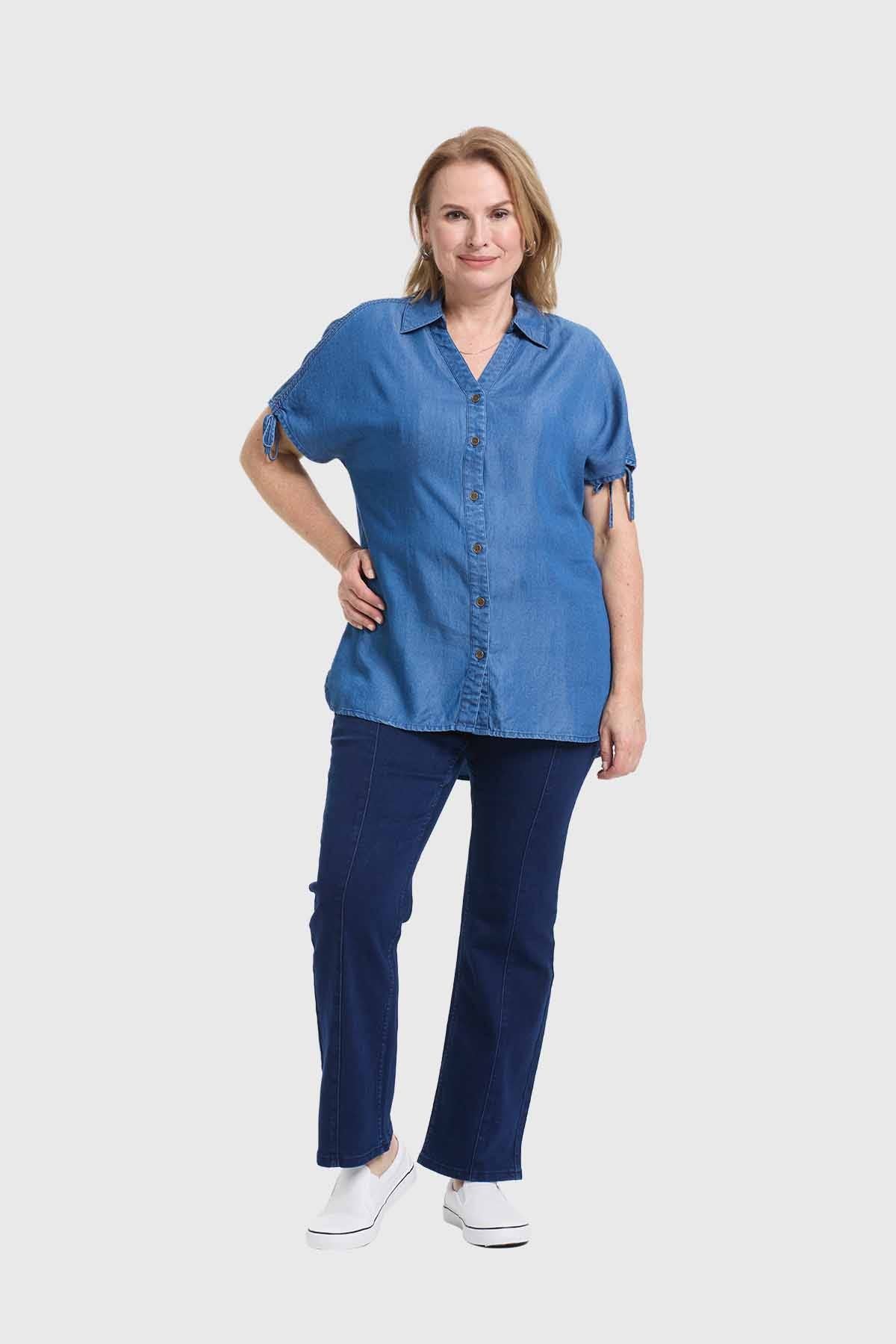 Blusa Mujer Con Ajustador Azul