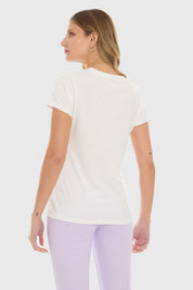 Polera Mujer Básica Print Crudo