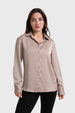 Blusa Mujer Satinada Abotonada Beige