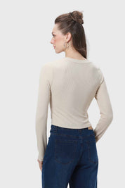 Polera Mujer Rib Beige