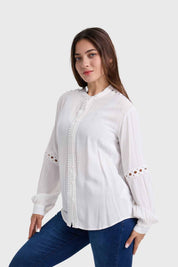 Blusa Mujer Macramé Crudo