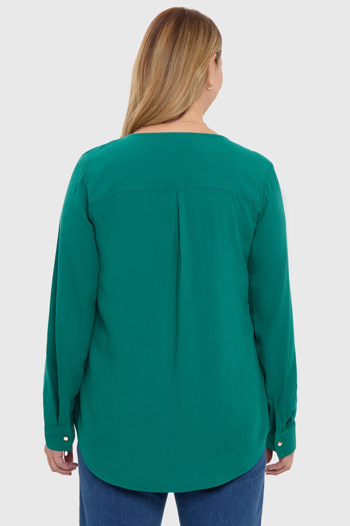 Blusa Mujer Pinza Pliegue Delantero Verde
