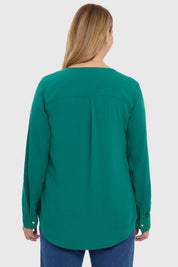 Blusa Mujer Pinza Pliegue Delantero Verde