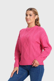 Sweater Mujer Trenzado Fucsia