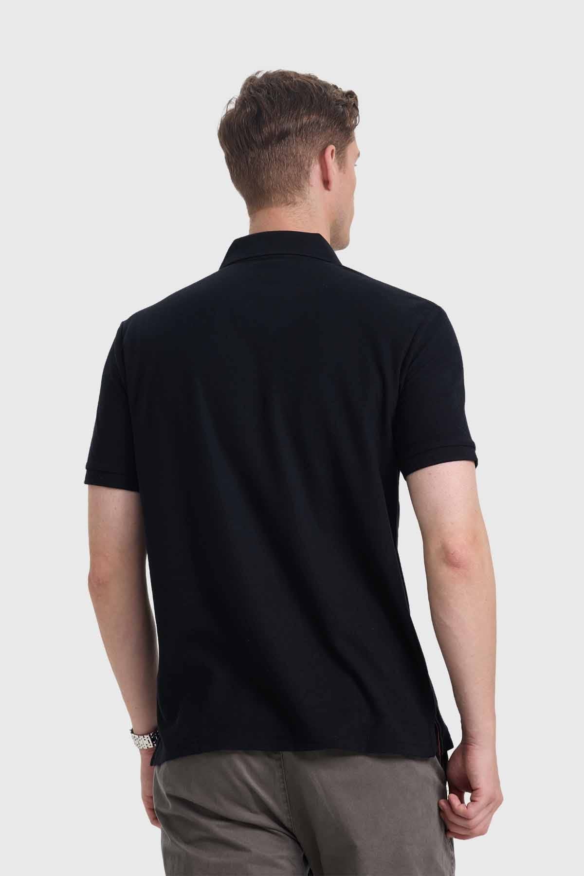 Polera Hombre Piqué Básica Negro