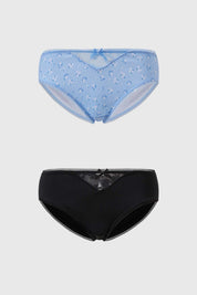 Calzón Mujer Bipack Bikini Estampado Celeste