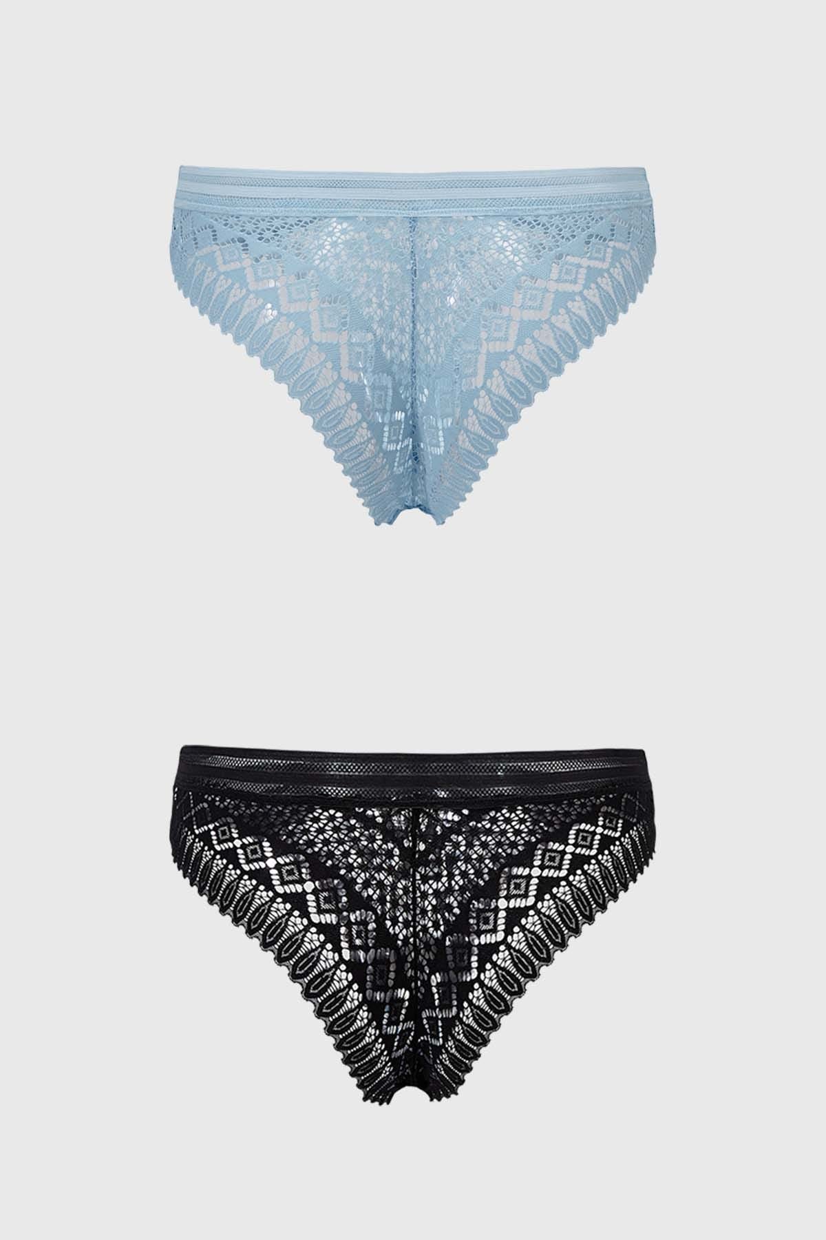Calzón Mujer Bikini Bipack Detalle Pretina Negro