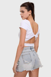 Polera Mujer Cruzada Espalda Blanco