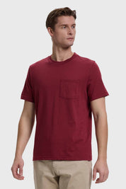 Polera Hombre Básica Con Bolsillo Burdeo