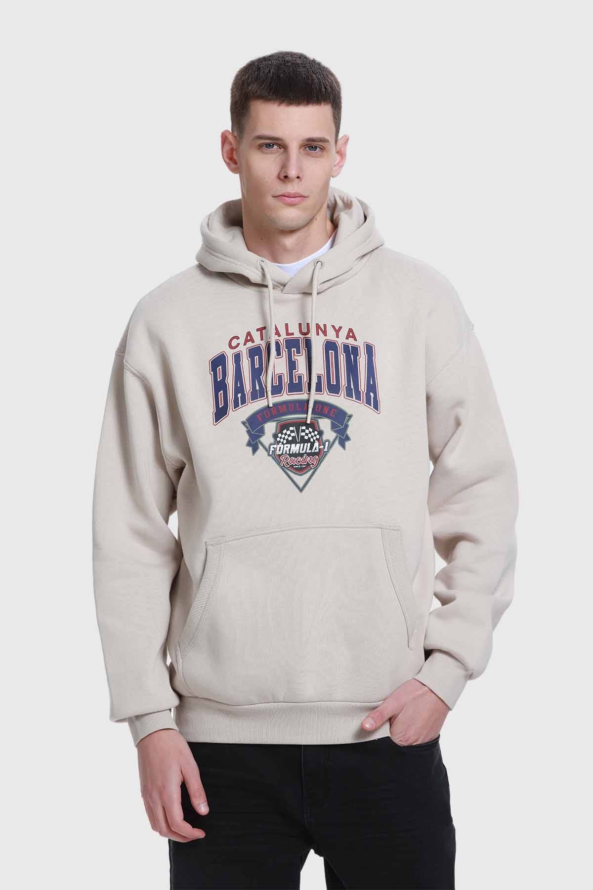 Polerón Hombre Print College Beige