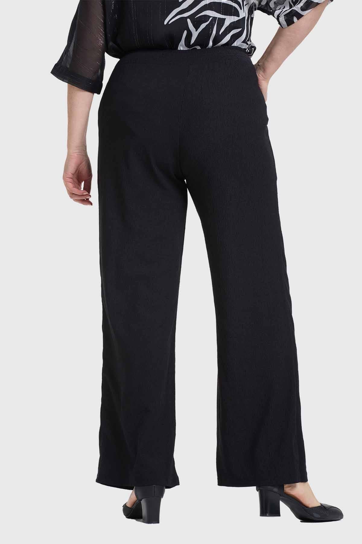 Pantalón Mujer Recto Y Cintura Elástica Beige