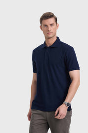 Polera Hombre Piqué Básica Azul