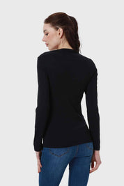 Polera Mujer Aplicación Cuello Negro