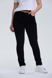 Pantalón Mujer Cotelé Con Cinturón Negro
