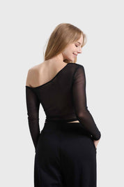 Polera Mujer Drapeada Simetric Negro