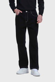 Jeans Hombre Wide Leg Costura Negro