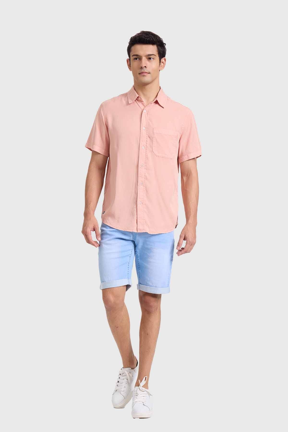Camisa Hombre Con Bolsillo Malva