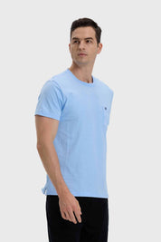 Polera Hombre Con Bolsillo Celeste