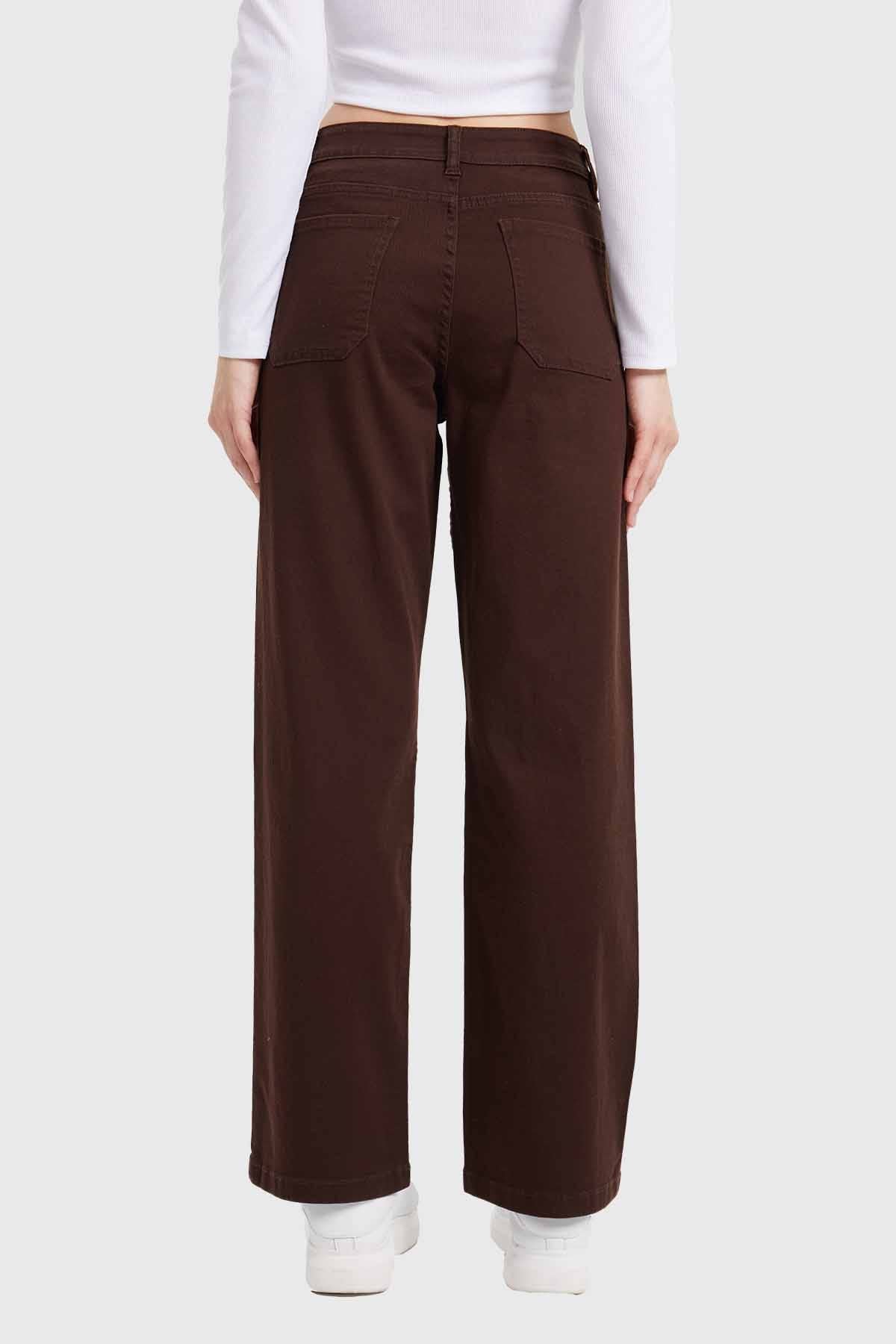 Jeans Mujer Recto Café