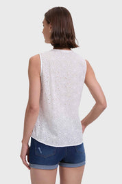 Blusa Mujer Broderie Vuelo Delantero Blanco