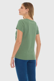 Polera Mujer Básica Print Verde