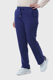 Pantalón Buzo Mujer Con Cordón Y Bolsillo Azul