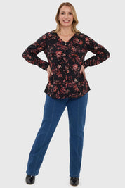BLUSA MUJER PINZA PLIEGUE DELANTERO NEGRO