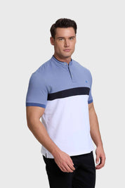 Polera Hombre Franja Celeste