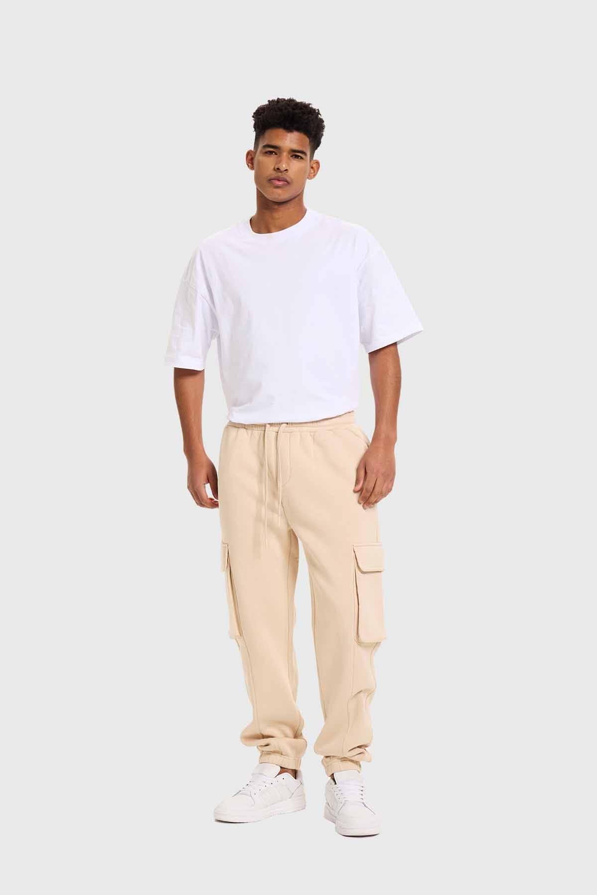 Pantalón Buzo Hombre Jogger Básico Beige