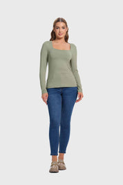 Polera Mujer Escote Cuadrado Verde