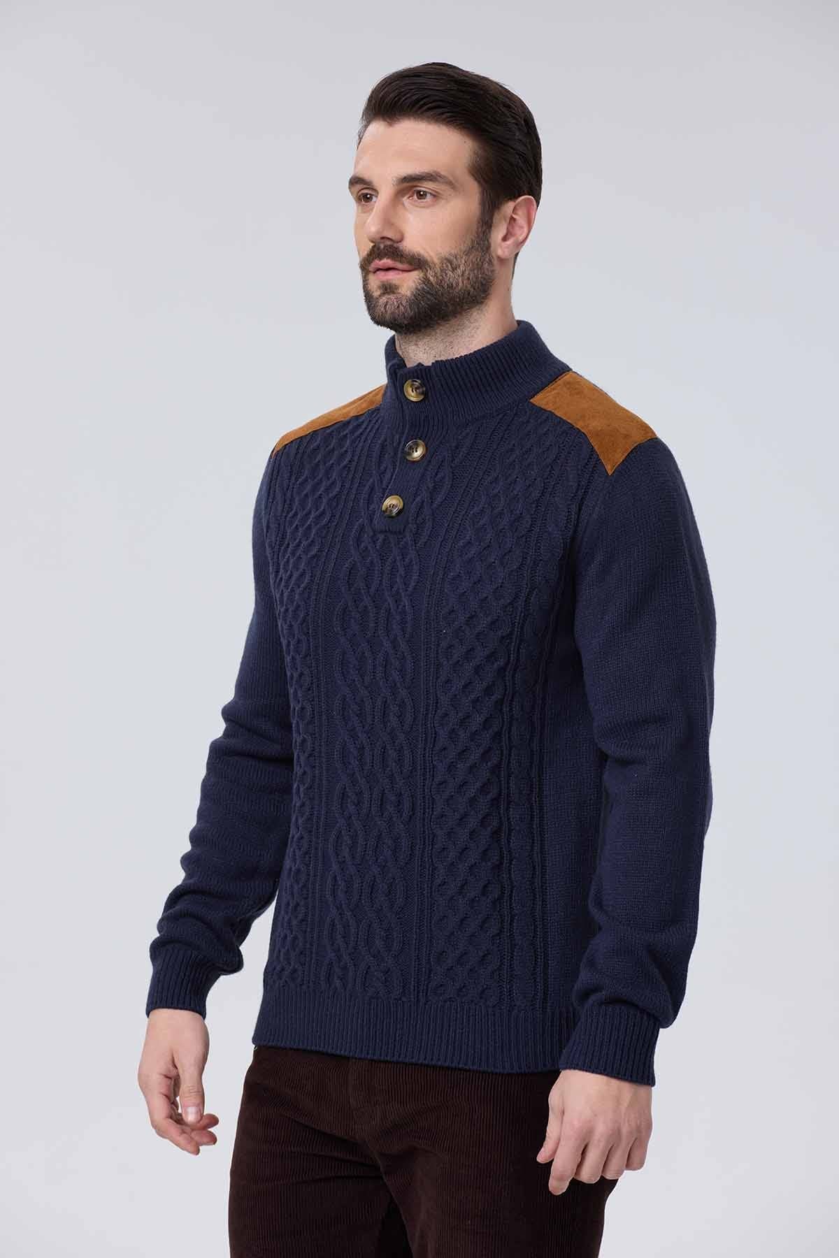 Sweater Hombre 3 Botones Azul